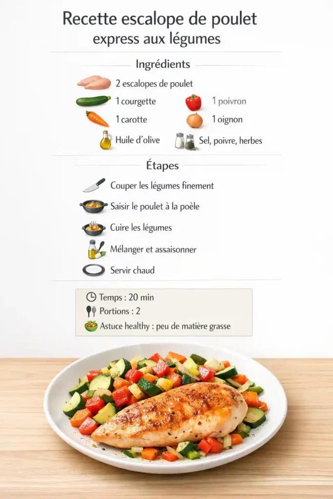 Recette escalope de poulet express aux légumes (20 min)